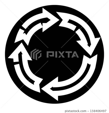 Circular arrow symbol indicating refresh repeat recycling concept 138406497