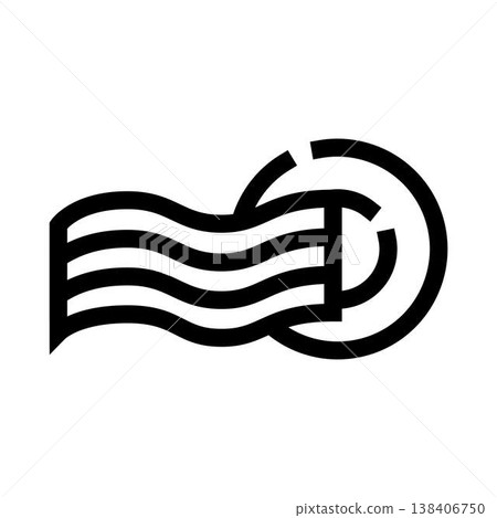 Bacon slice frying in breakfast pan icon Bacon slice frying in breakfast pan icon 138406750
