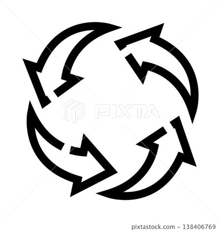 Rotating arrows forming a circular continuous loop process Rotating arrows forming a circular continuous loop process 138406769