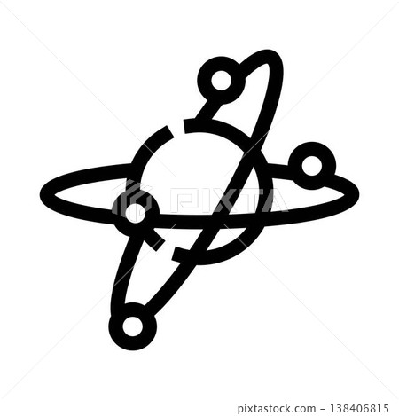 Electron orbits moving around a central nucleus icon Electron orbits moving around a central nucleus icon 138406815