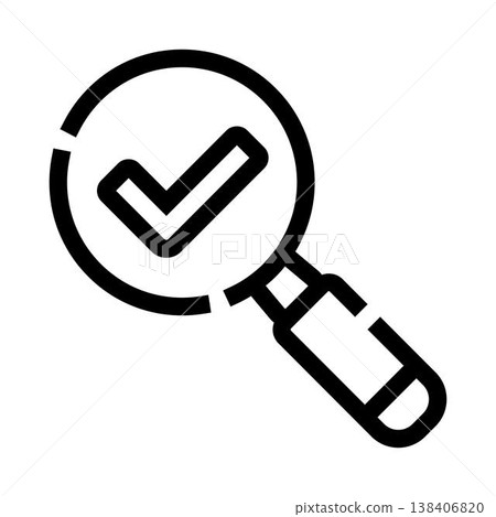 Magnifying glass with check mark for verification 138406820