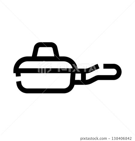 Kitchen frying pan cooking skillet line icon 138406842