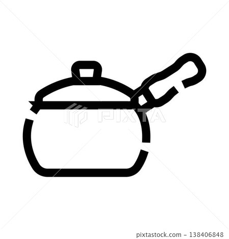 Small saucepan with lid and handle cooking kitchenware icon 138406848