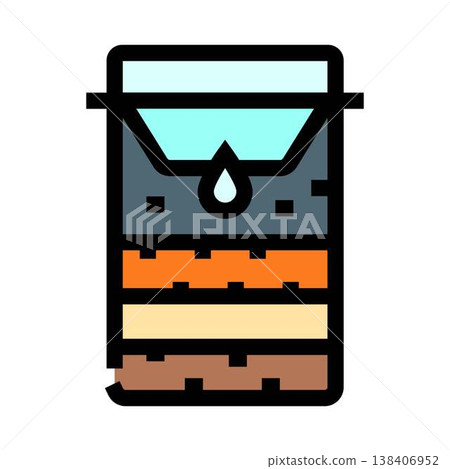 Water filtering process showing multiple purification layers Water filtering process showing multiple purification layers 138406952