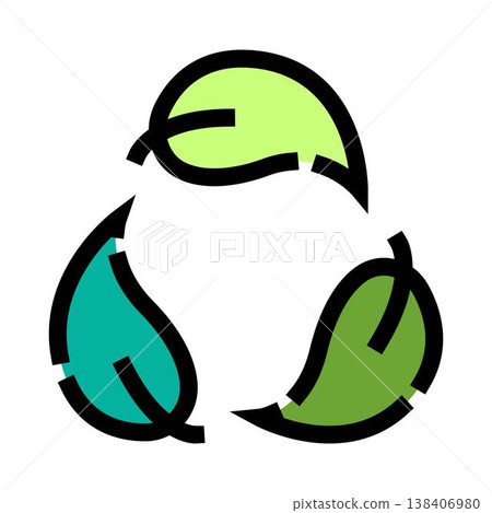 Green leaves forming natural recycling symbol Green leaves forming natural recycling symbol 138406980