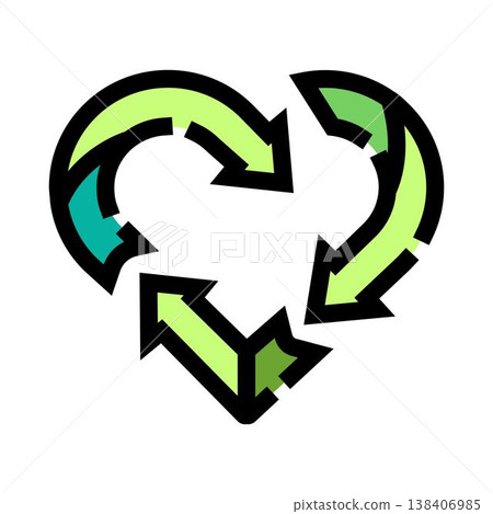 Green recycling arrows forming heart symbol for ecology 138406985