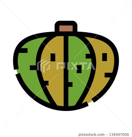 Green and beige pumpkin or squash vegetable icon Green and beige pumpkin or squash vegetable icon 138407008