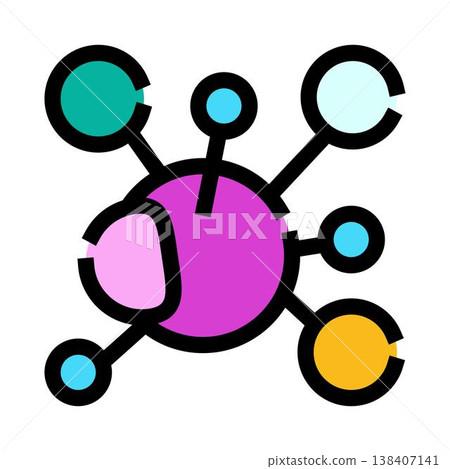 Connected network structure with colorful nodes linking systems Connected network structure with colorful nodes linking systems 138407141
