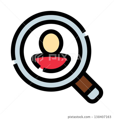 Searching for a person profile with magnifying glass Searching for a person profile with magnifying glass 138407163