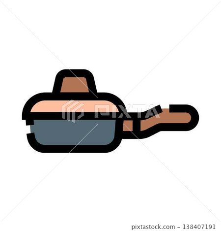Cooking pan kitchen utensil flat icon design Cooking pan kitchen utensil flat icon design 138407191