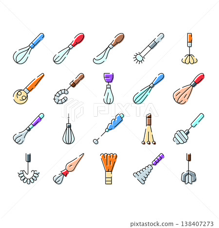 Kitchen whisking and mixing tools collection Kitchen whisking and mixing tools collection 138407273