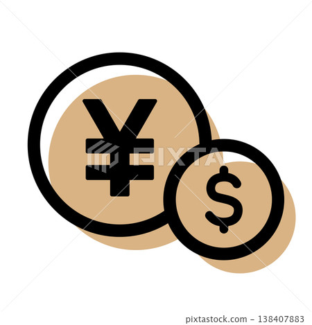 Yen symbol and dollar currency icon (foreign exchange/international trading) 138407883