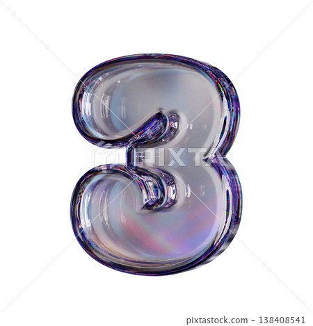 Crystal clear bubble font Number 3 THREE 3D Crystal clear bubble font Number 3 THREE 3D 138408541