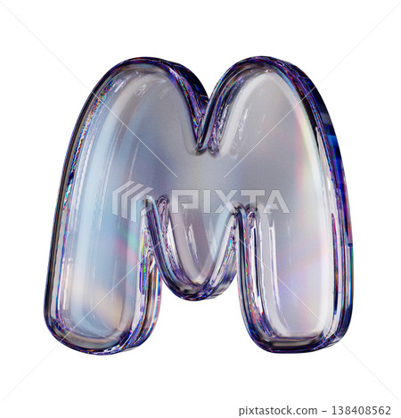 Crystal clear bubble font Letter M 3D Crystal clear bubble font Letter M 3D 138408562