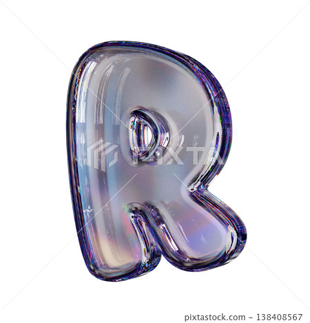 Crystal clear bubble font Letter R 3D Crystal clear bubble font Letter R 3D 138408567