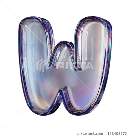 Crystal clear bubble font Letter W 3D Crystal clear bubble font Letter W 3D 138408572