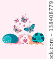 Cute romantic illustration. Pastel background, playful cartoon style 138408779