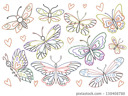 Set of cute cartoon butterflies 138408780