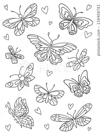 Set of cute cartoon butterflies 138408781