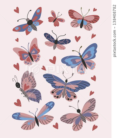 Cute romantic illustration. Pastel background, playful cartoon style 138408782