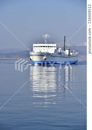 Shooting scenery of Tsugaru Kaikyo ferry entering Hakodate Port in Hakodate City, Hokkaido in spring Shooting scenery of Tsugaru Kaikyo ferry entering Hakodate Port in Hakodate City, Hokkaido in spring 138409513