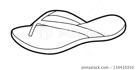Flip flop sandal shoe women single line. Classic thong beach footwear for poolside vacation wear. Technical fashion Flip flop sandal shoe women single line. Classic thong beach footwear for poolside vacation wear. Technical fashion 138410350