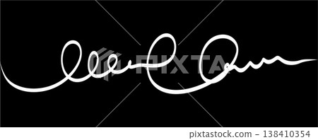 Abstract tangled cable squiggle forming loose ball of lines. Thin black thread loops and overlaps for dynamic chaos 138410354