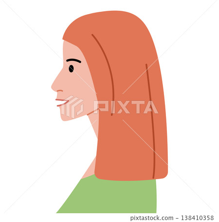 One Length Medium hairstyle flat vector profile view, straight medium hair structure for avatar, beauty app, interface One Length Medium hairstyle flat vector profile view, straight medium hair structure for avatar, beauty app, interface 138410358
