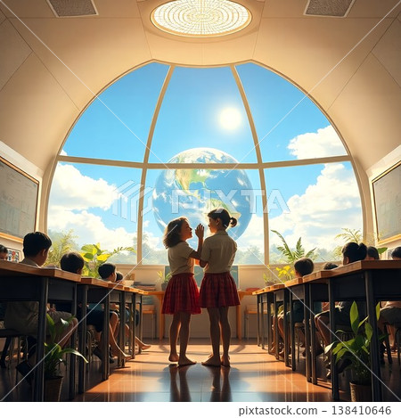 [The Future I Once Saw 74] Spaceship Earth - In the Miniature Garden Classroom 3 - AI-Generated Work 138410646