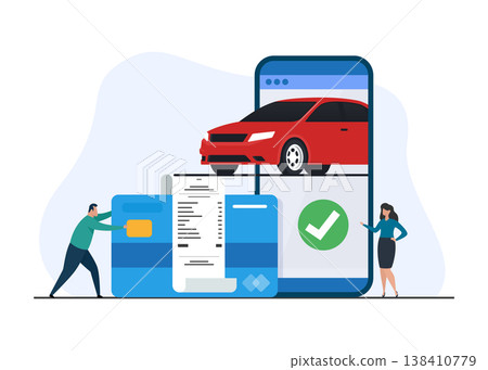 Online Car Buying and Digital Payment Transaction Stock Illustration. 138410779