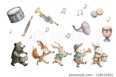 Animal Marching Band Set Illustration 138410892