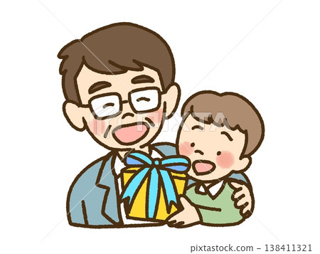 A father who is happy to receive a gift on Father's Day. A father who is happy to receive a gift on Father's Day. 138411321