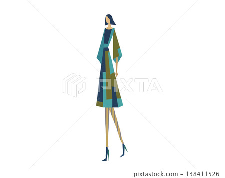 一個時尚的年輕女子的插圖 138411526