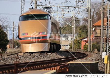 A Tobu Railway Spacia limited express train running on the Tobu Railway line. 138411765