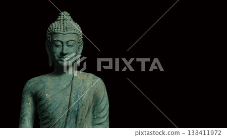 Ancient Buddha Statue Meditation Spiritual Zen Concept 3d render. 138411972