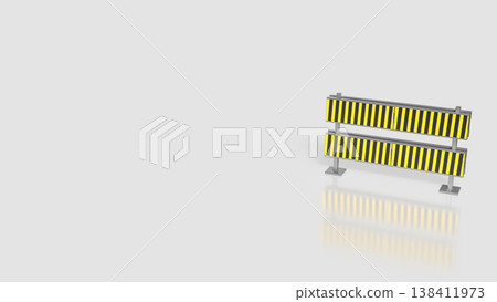 Yellow Black Metal Road Safety Barrier Sign 3d render. 138411973
