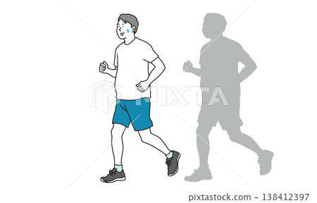 Illustration of a man running to lose weight in middle age. Illustration of a man running to lose weight in middle age. 138412397