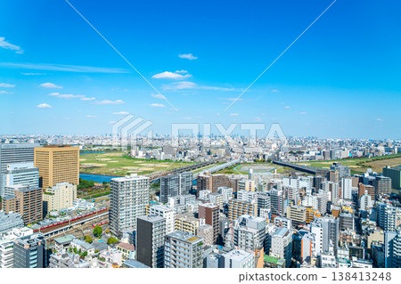 [Kanagawa Prefecture] The cityscape around Kawasaki Station as seen from the observation deck of Kawasaki City Hall. 138413248