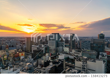 [Kanagawa Prefecture] The cityscape around Kawasaki Station at dusk, as seen from the observation deck of Kawasaki City Hall. 138413273