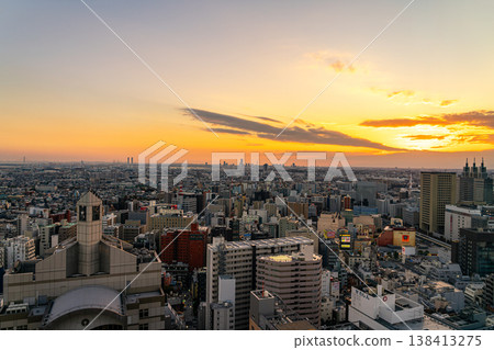 [Kanagawa Prefecture] The cityscape around Kawasaki Station at dusk, as seen from the observation deck of Kawasaki City Hall. 138413275
