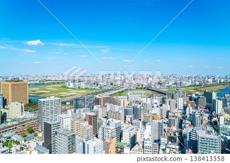 [Kanagawa Prefecture] The cityscape around Kawasaki Station as seen from the observation deck of Kawasaki City Hall. 138413358