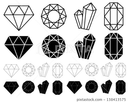 A set of simple gemstone illustrations A set of simple gemstone illustrations 138413575