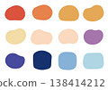 A set of icons and frames with soft curves, in a colored background. 138414212