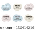 A set of icons and frames with soft curves, in a colored background. 138414219