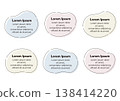 A set of icons and frames with soft curves, featuring a colored background and border. 138414220