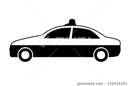 一幅簡單的日本警車側視圖輪廓插圖。 138414283