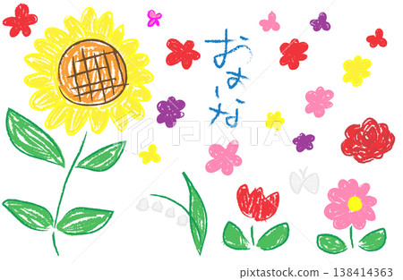 繪畫、兒童、蠟筆、畫畫、花朵、春天 繪畫、兒童、蠟筆、畫畫、花朵、春天 138414363