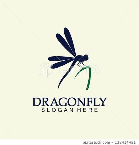 Dragonfly Logo Vector icon illustration design template 138414481
