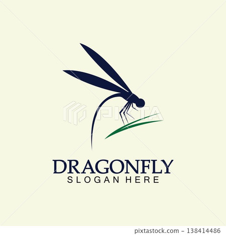 Dragonfly Logo Vector icon illustration design template 138414486