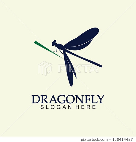 Dragonfly Logo Vector icon illustration design template 138414487
